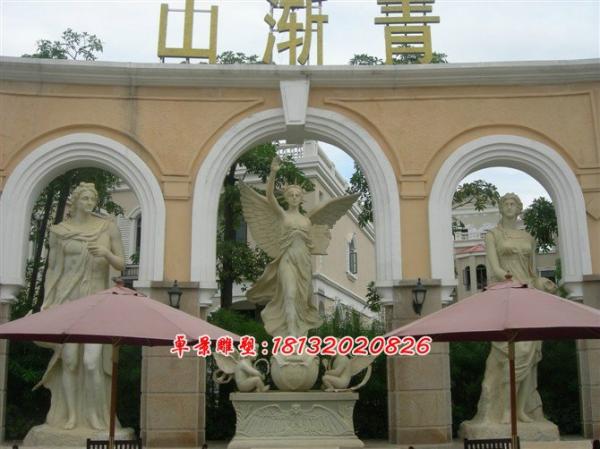 天使石雕，漢白玉天使雕塑