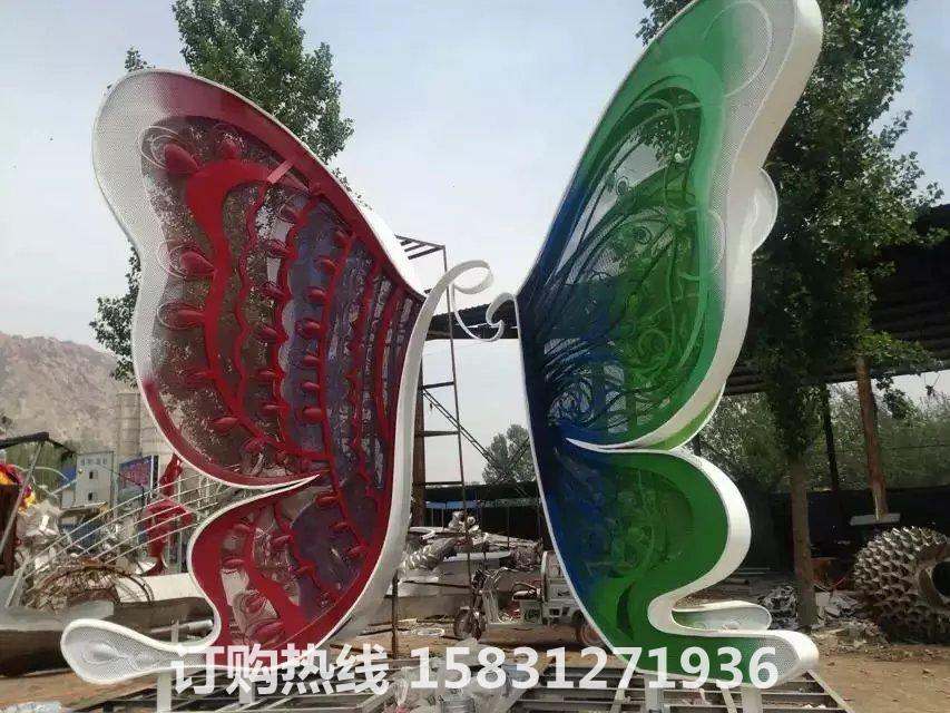 不銹鋼蝴蝶雕塑，廣場彩色蝴蝶不銹鋼雕塑