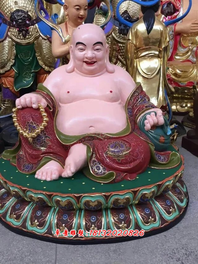 玻璃哈剛彩繪佛像，玻璃鋼彌勒佛
