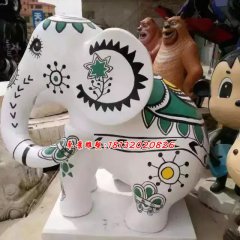 玻璃鋼大象雕塑，彩繪大象雕塑