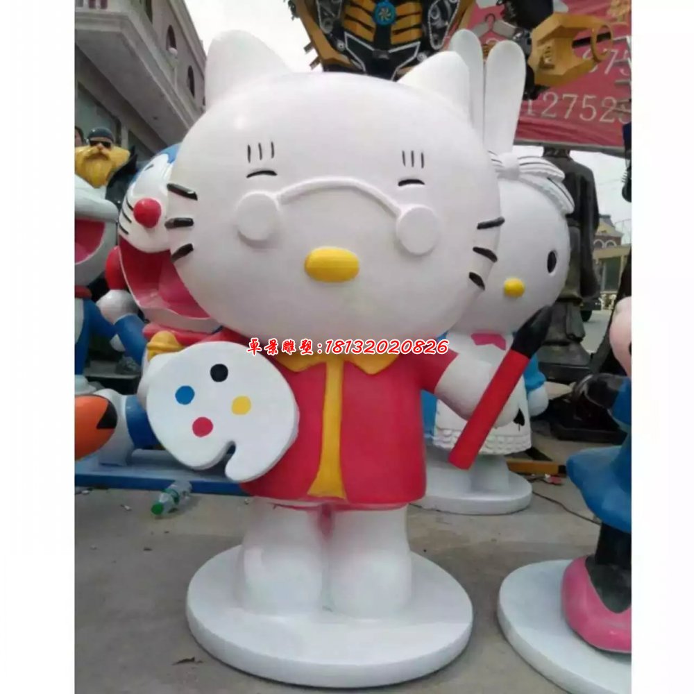 小貓玻璃鋼雕塑，卡通小貓雕塑 (2)