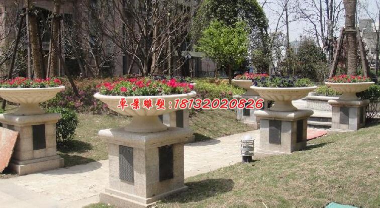 石雕花盆,公園景觀雕塑