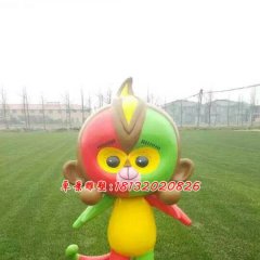 玻璃鋼吉祥物小猴雕塑，卡通雕塑