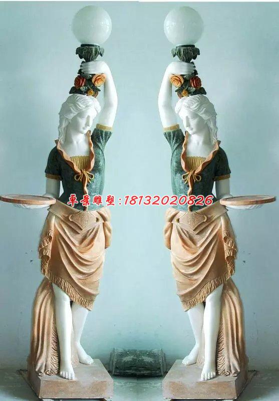 漢白玉石燈，西方人物石燈雕塑