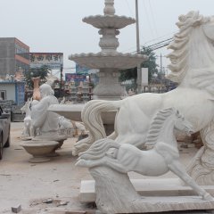 石雕馬，馬踏祥云石雕，漢白玉馬踏祥云雕塑