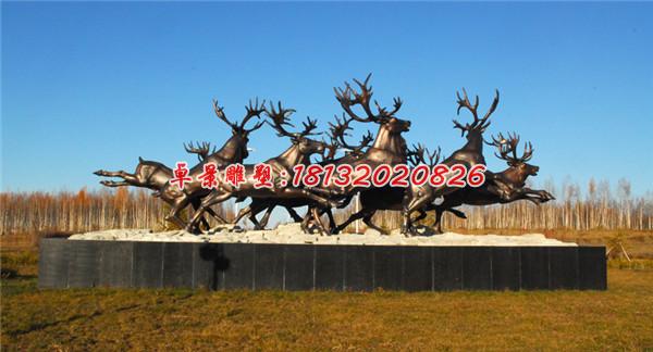 群鹿銅雕，小鹿銅雕
