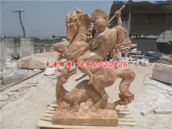 西方戰(zhàn)士石雕，晚霞紅西方人物石雕