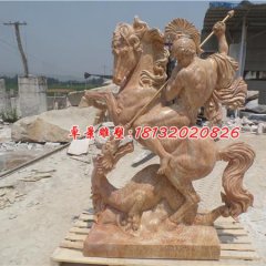 西方戰(zhàn)士石雕，晚霞紅西方人物石雕