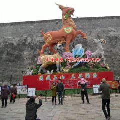 玻璃鋼三羊開泰雕塑，玻璃鋼羊雕塑