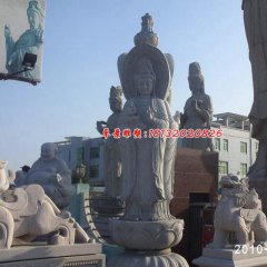 送子觀音石雕，三面觀音石雕