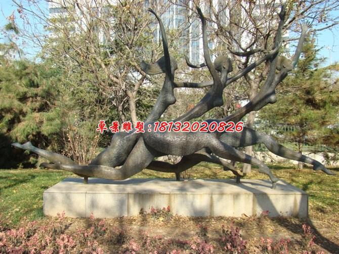 奔跑銅雕，公園抽象人物銅雕