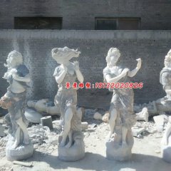 吹拉彈唱石雕，漢白玉西方人物石雕