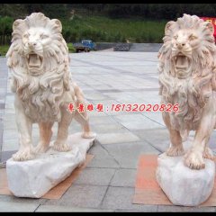西洋獅石雕，晚霞紅匯豐獅石雕