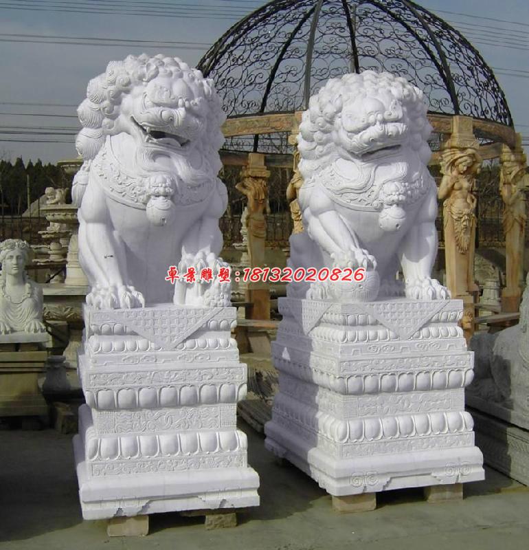 漢白玉獅子，動物石雕