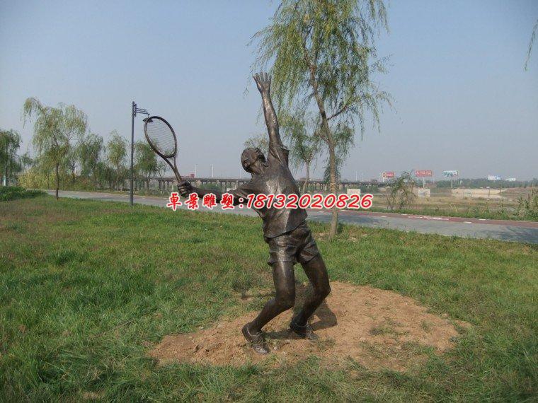 打羽毛球人物銅雕，公園人物雕塑