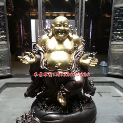 彌勒佛銅雕，貼金彌勒佛雕塑