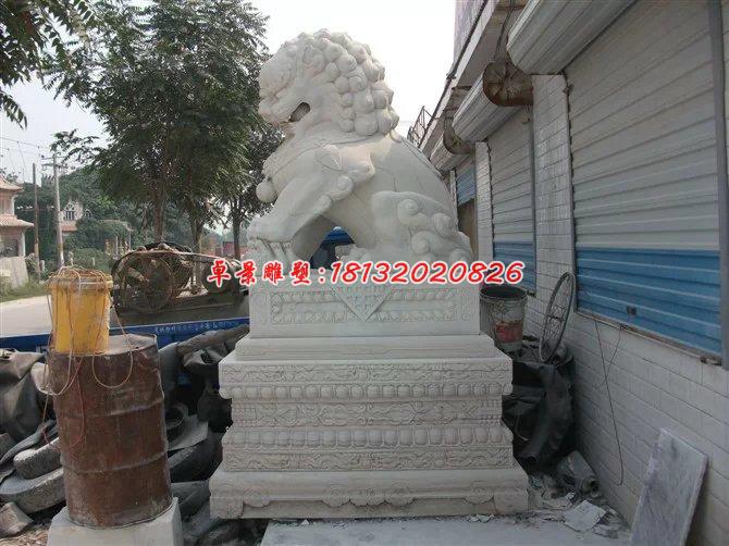石雕北京獅，踩球石獅子雕塑 (3)