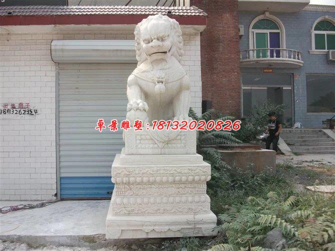 石雕北京獅，踩球石獅子雕塑 (2)