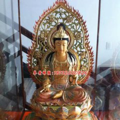 玻璃鋼彩繪西方三圣，坐式佛像雕塑