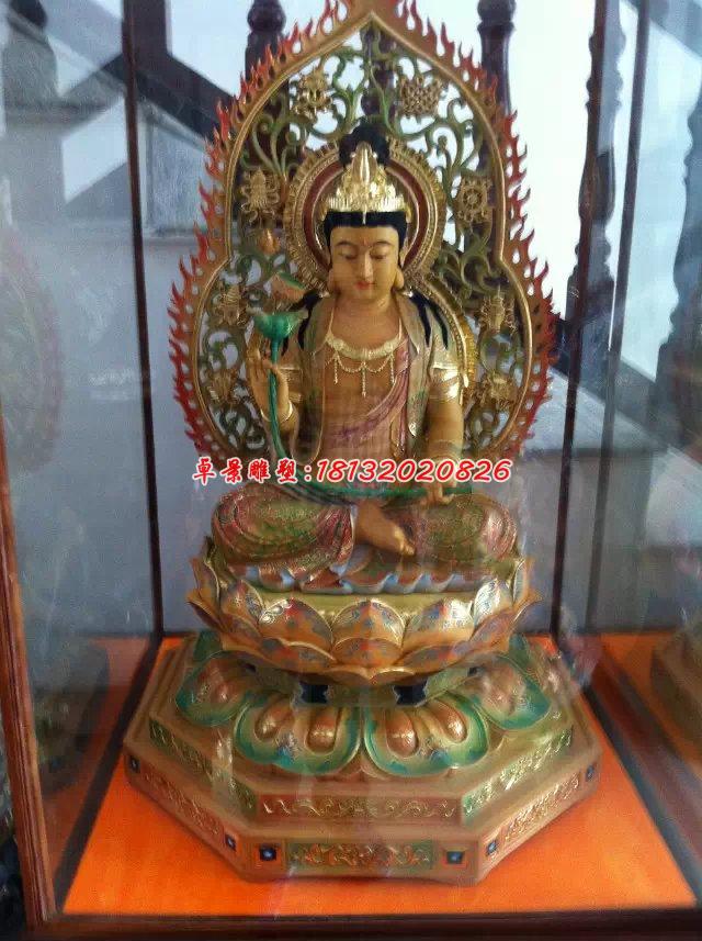 玻璃鋼彩繪西方三圣，坐式佛像雕塑 (2)