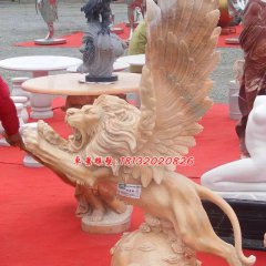 飛獅雕塑，晚霞紅獅子雕塑