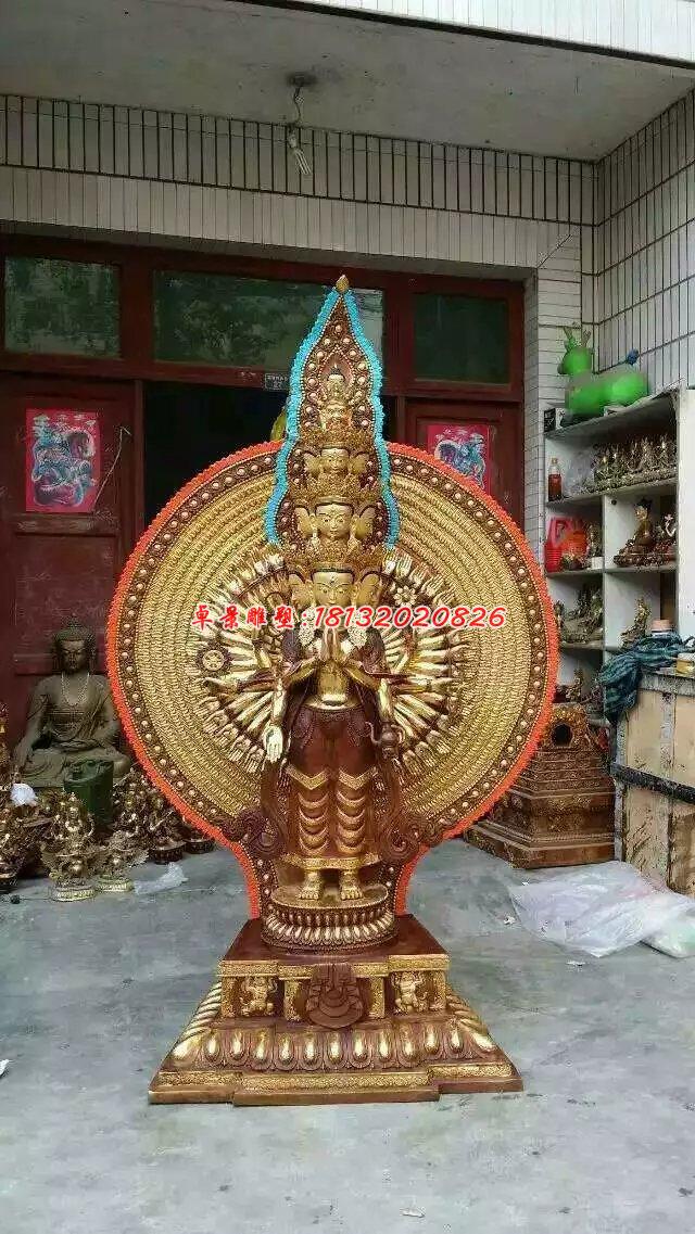 千手觀音銅雕，寺廟銅佛像