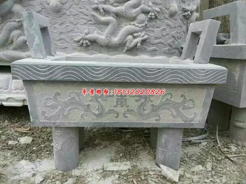 石雕鼎，四腳鼎，香爐石雕