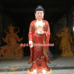 立式如來佛雕塑，玻璃鋼彩繪佛像