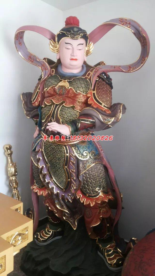 韋陀菩薩雕塑，玻璃鋼彩繪神仙雕塑 (1)