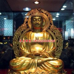 釋迦牟尼佛雕塑，玻璃鋼鎏金佛像雕塑