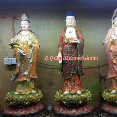 西方三圣雕塑，玻璃鋼彩繪佛像雕塑