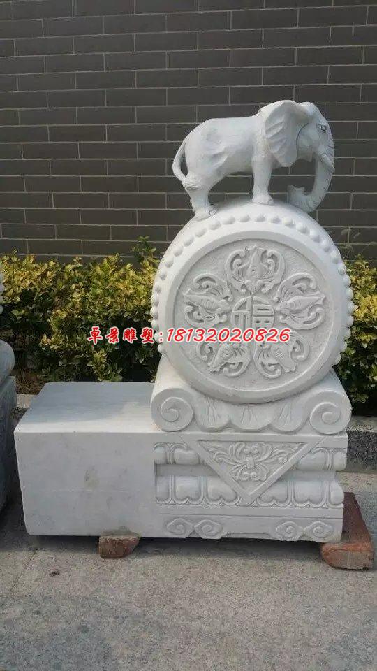 門墩石雕，大象石門墩