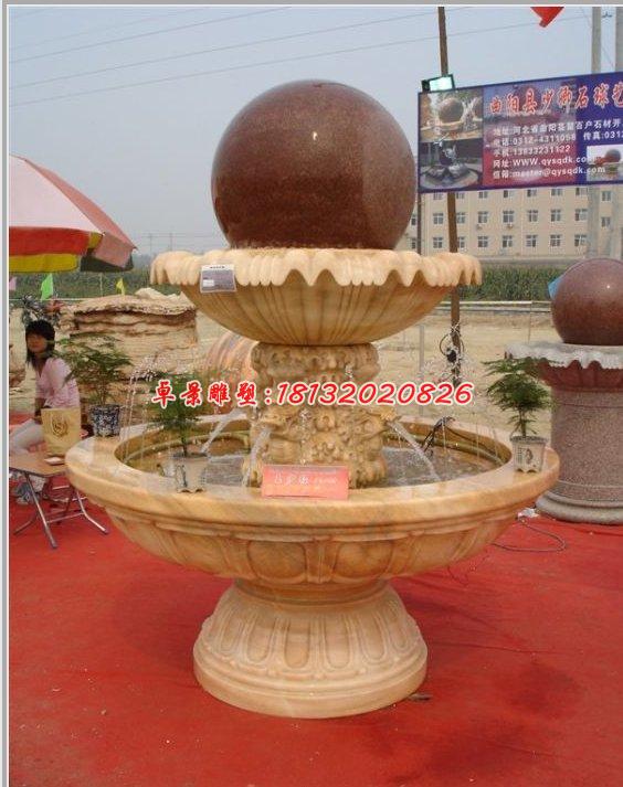 風(fēng)水球石雕，晚霞紅風(fēng)水球噴泉