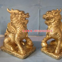 麒麟銅雕，鑄銅麒麟雕塑，神獸銅雕