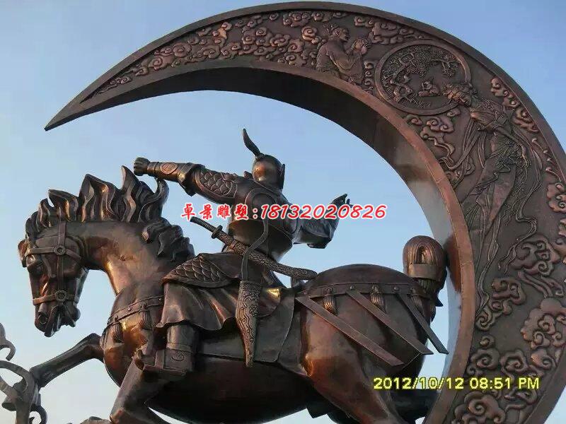 古代人物騎馬銅雕，廣場景觀銅雕