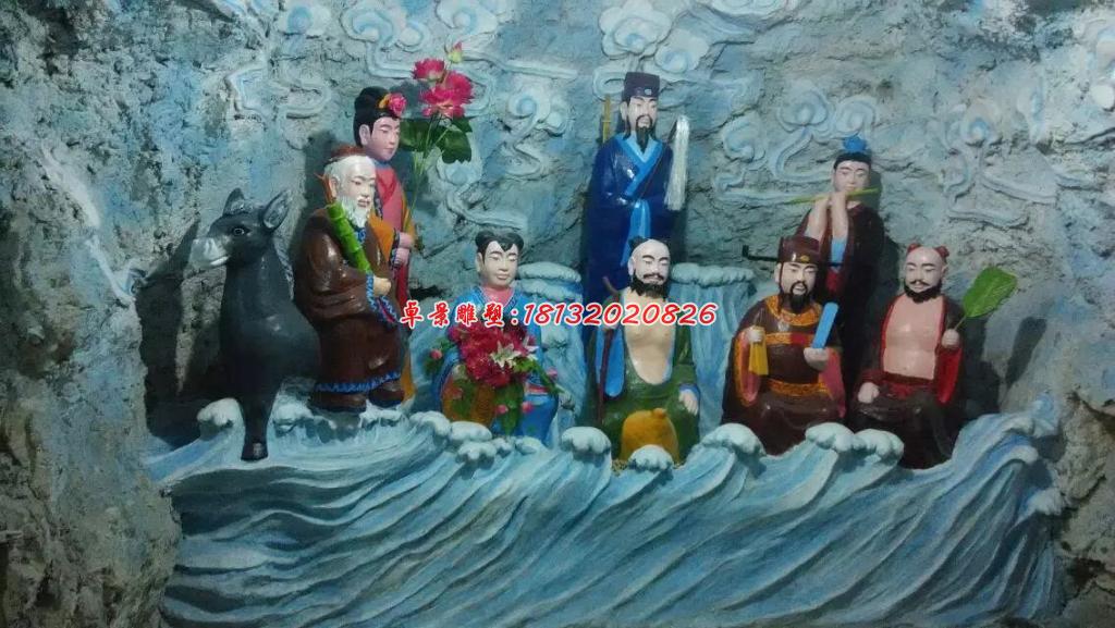 玻璃鋼八仙過海雕塑，玻璃鋼神仙雕塑