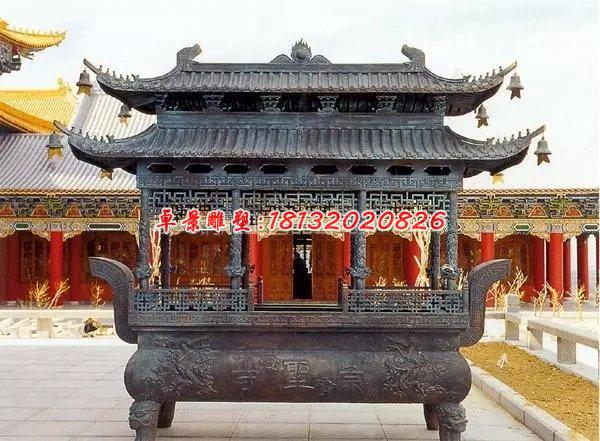 佛光普照銅雕香爐，寺廟香爐雕塑 (3)