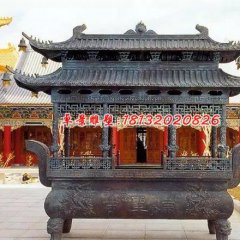 佛光普照銅雕香爐，寺廟香爐雕塑