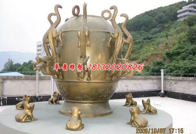 地動(dòng)儀銅雕，寺廟景觀銅雕