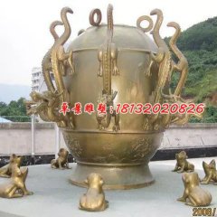地動(dòng)儀銅雕，寺廟景觀銅雕
