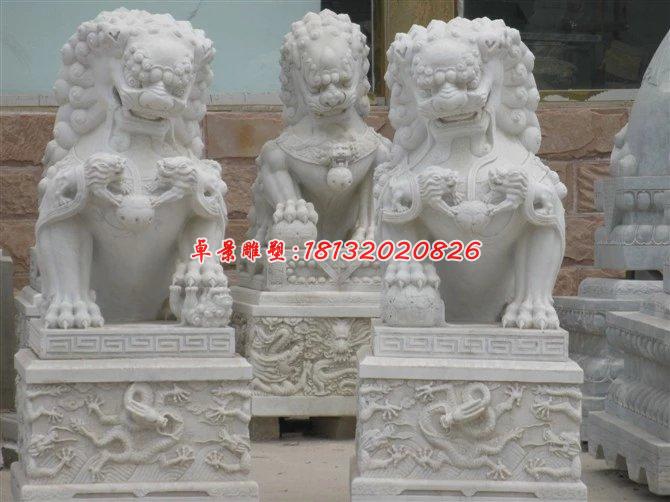 漢白玉石獅子雕塑，石雕看門獅 (2)