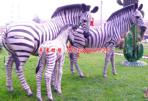 玻璃鋼動(dòng)物雕塑，仿真斑馬雕塑