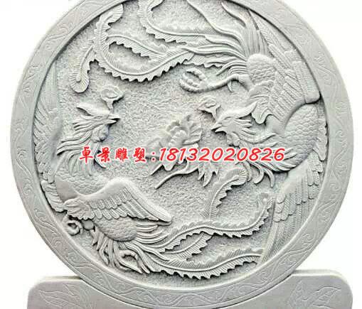 漢白玉神獸浮雕，鳳凰石浮雕