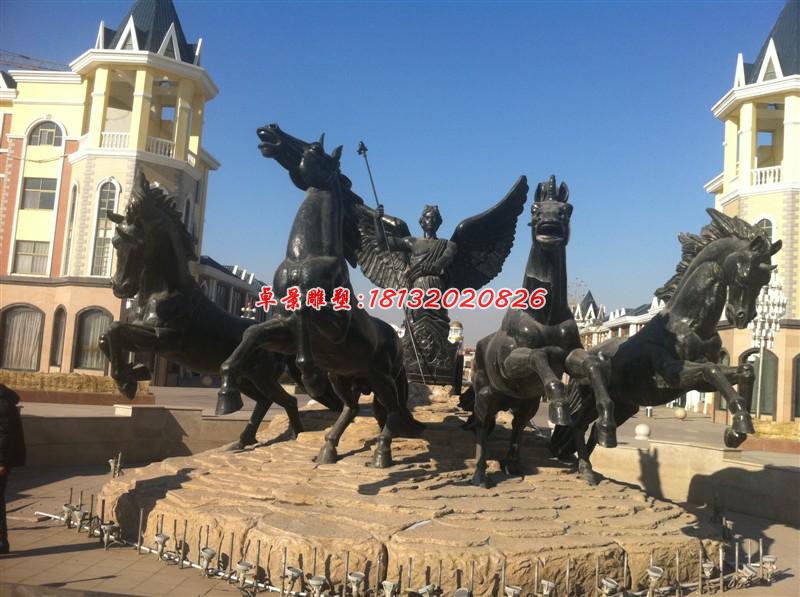 阿波羅戰(zhàn)車(chē)雕塑，小區(qū)景觀銅雕 (3)