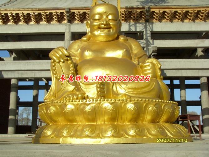 貼金佛像雕塑，彌勒佛銅雕