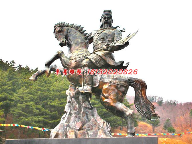 關(guān)公騎馬雕塑，廣場(chǎng)景觀銅雕