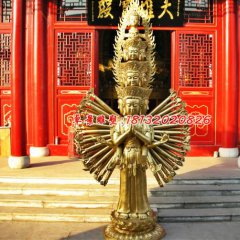 千手觀音銅雕，寺廟佛像雕塑