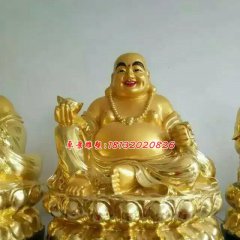 彌勒佛雕塑，貼金佛像玻璃鋼雕塑