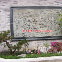 墻上石浮雕，松鶴延年石浮雕