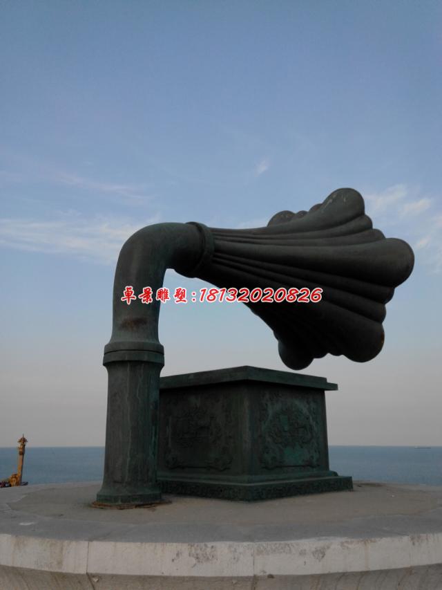留聲機(jī)銅雕，廣場大型景觀銅雕